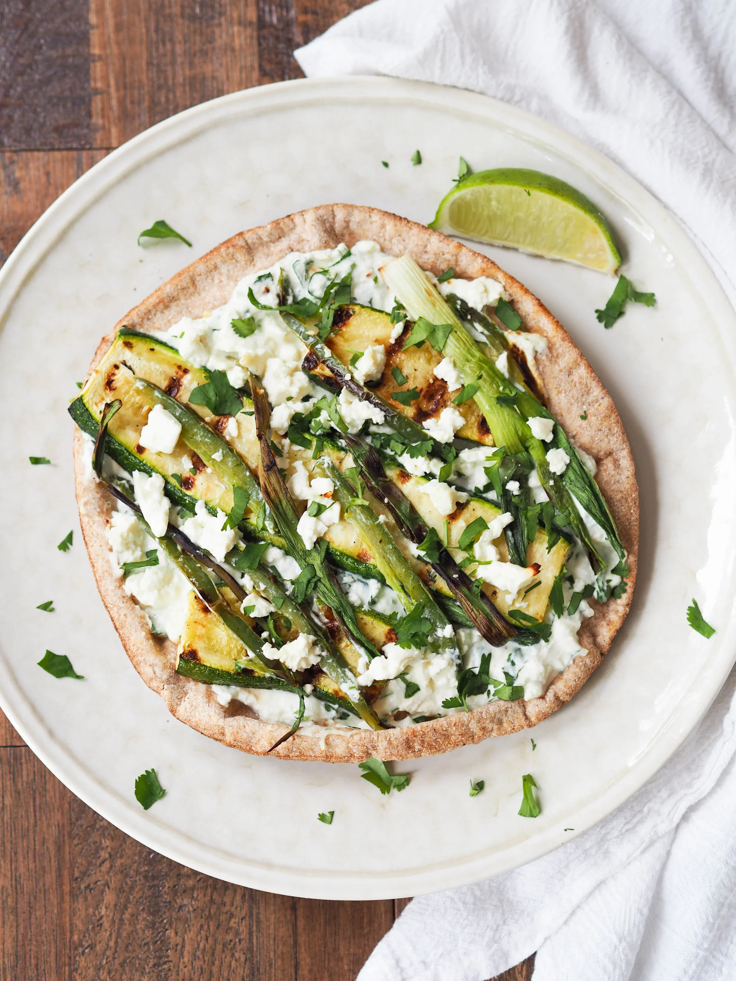 Grilled Zucchini and Ricotta Pita PIzza