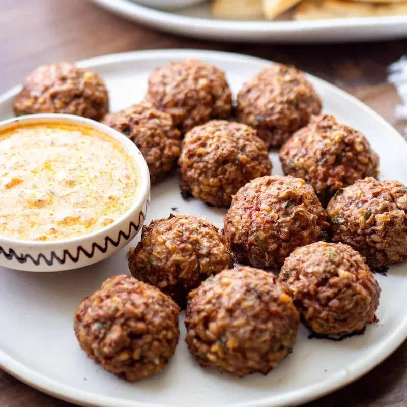 Vegetarian Kofte with Harissa Yogurt