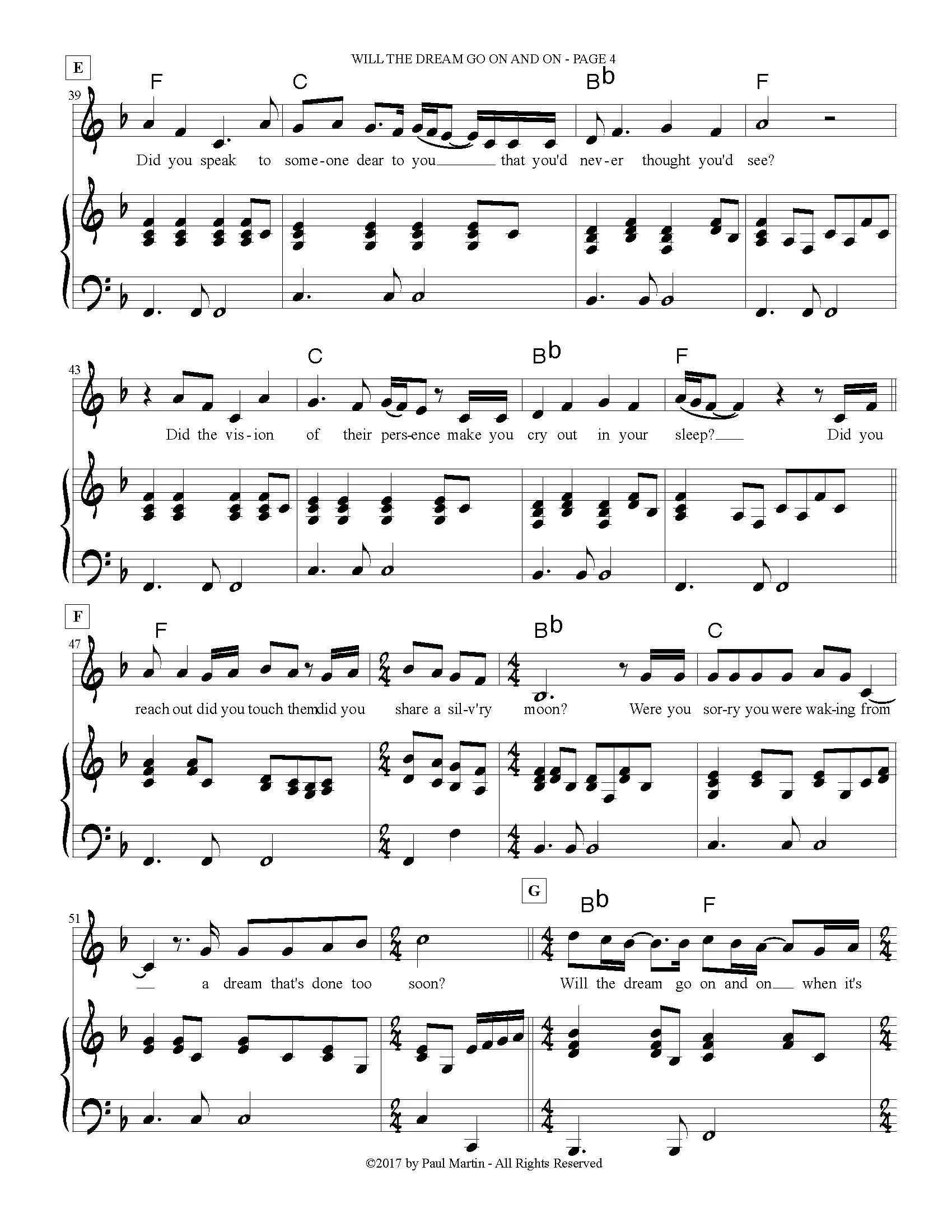 Will the Dream Go On and On sheet music — Will the Dream Go On and On sheet music —