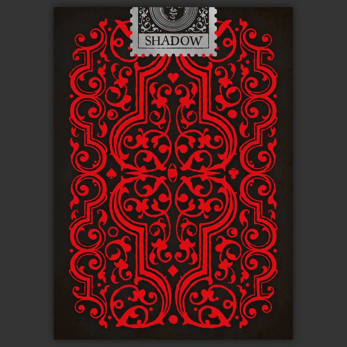  Back of Shadow tuck box with silver foil seal 