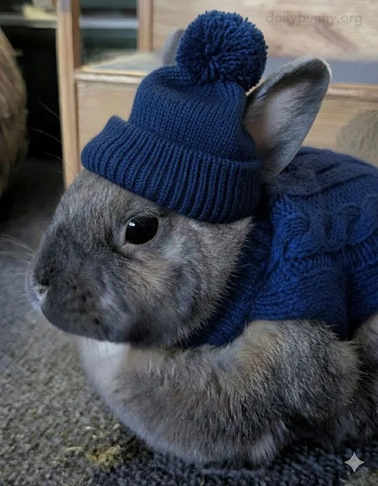 Bunny Is Always Prepared for Cold Weather