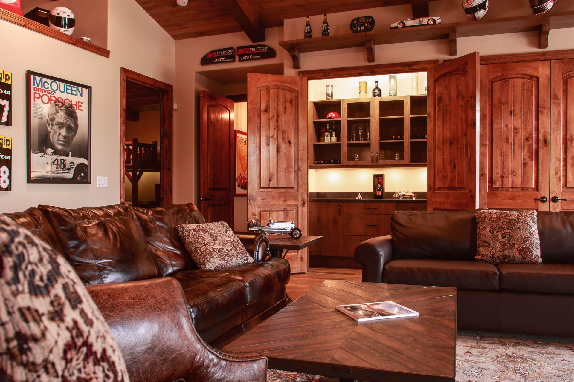 The oversized living area is meant for spending time with family and friends.