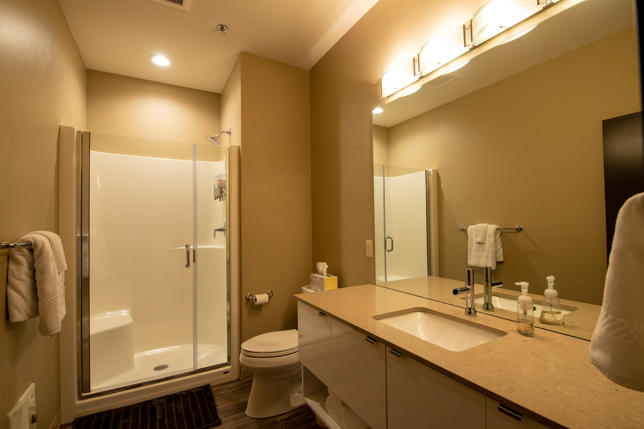 Each of The Monaco's Suites Feature a Full Bath with Hotel Amenities