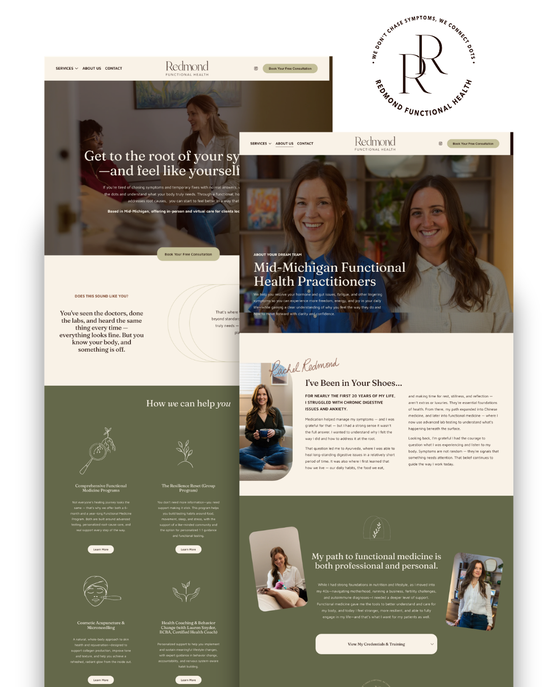 screenshot of functional practitioner's website design Lansing, MI