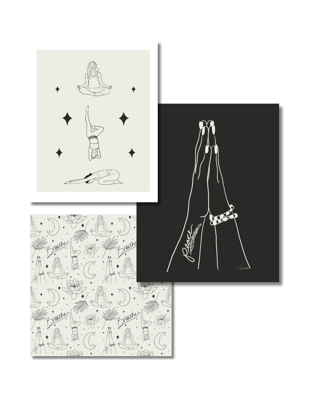 hand drawn line artwork for yogis or yoga studios