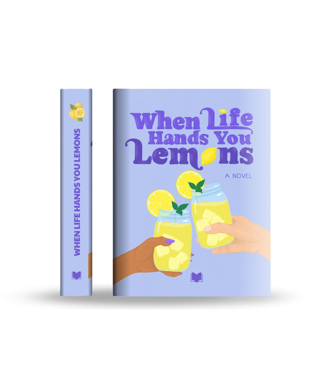 Book Cover showing a man and woman's hands holding a lemon drink and cheersing