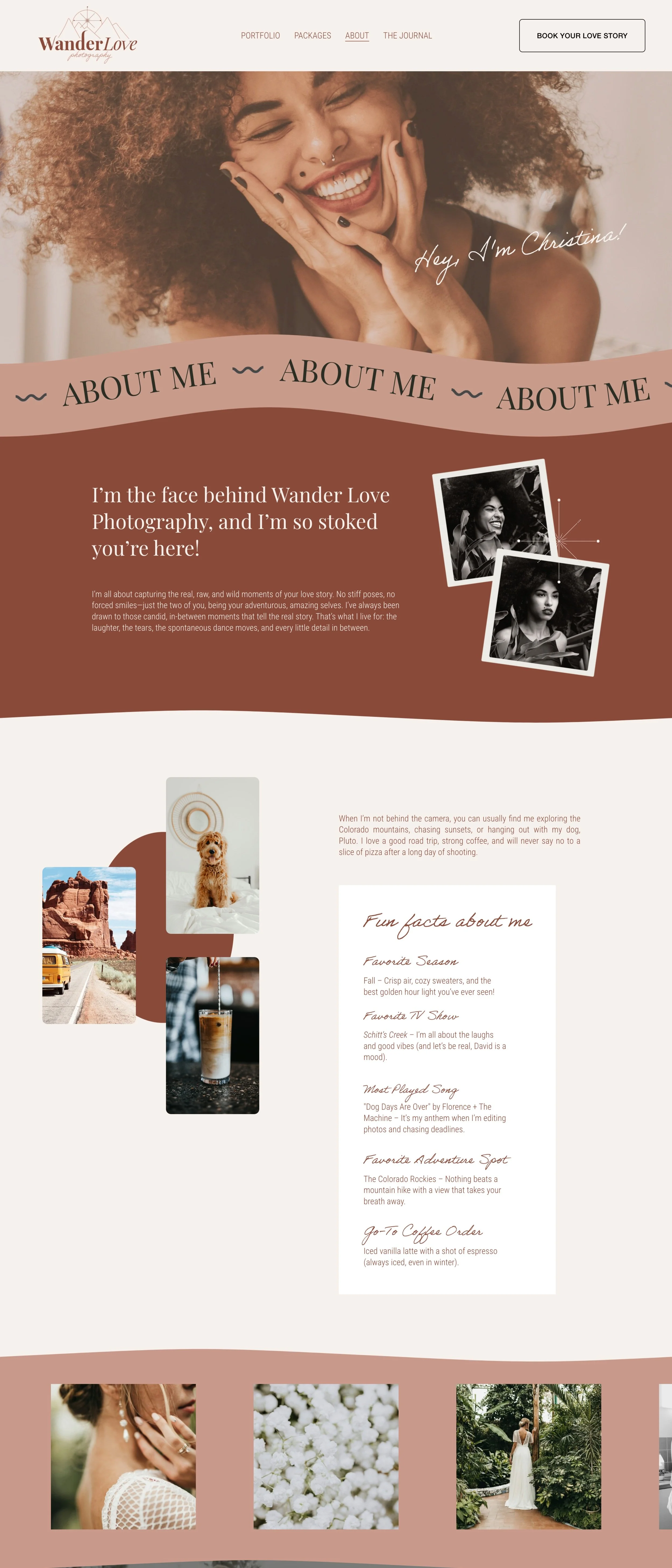 boho wedding photographer website design