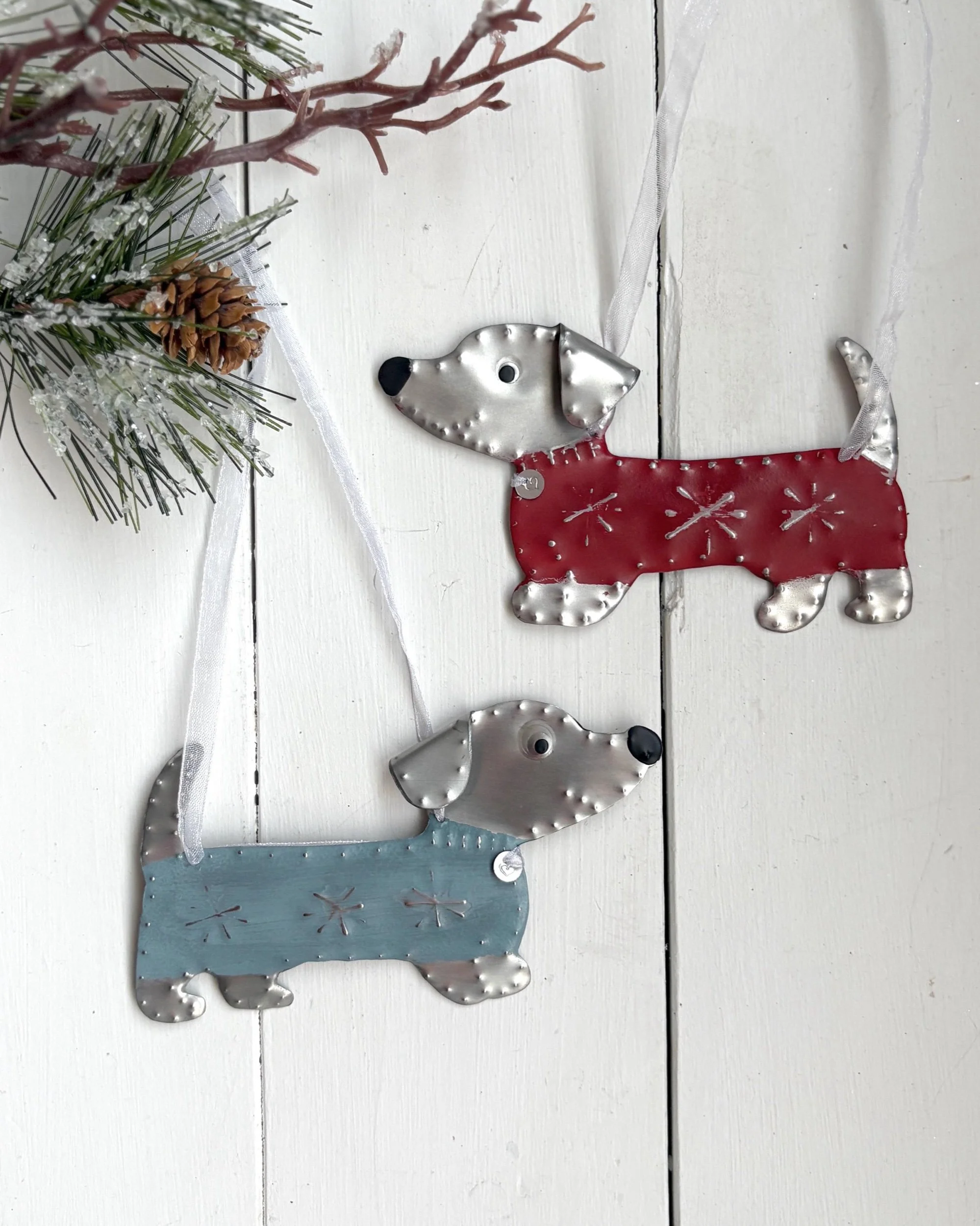 Handmade Tin Wiener Dog Ornament – Dachshund Christmas Decoration or Dog Lover Gift