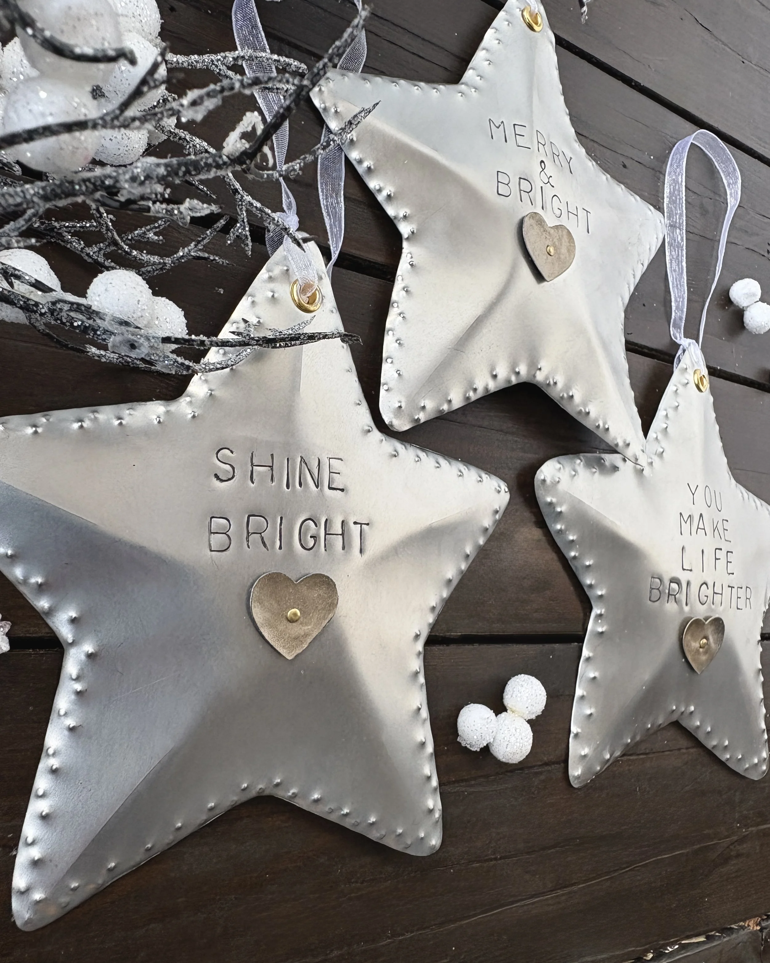 Hanging Tin Stars with Heartfelt Messages