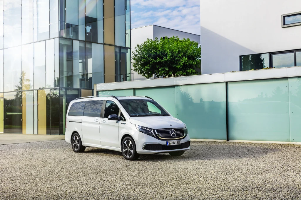 Mercedes has debuted the 250 mile, eight-seat EQV van