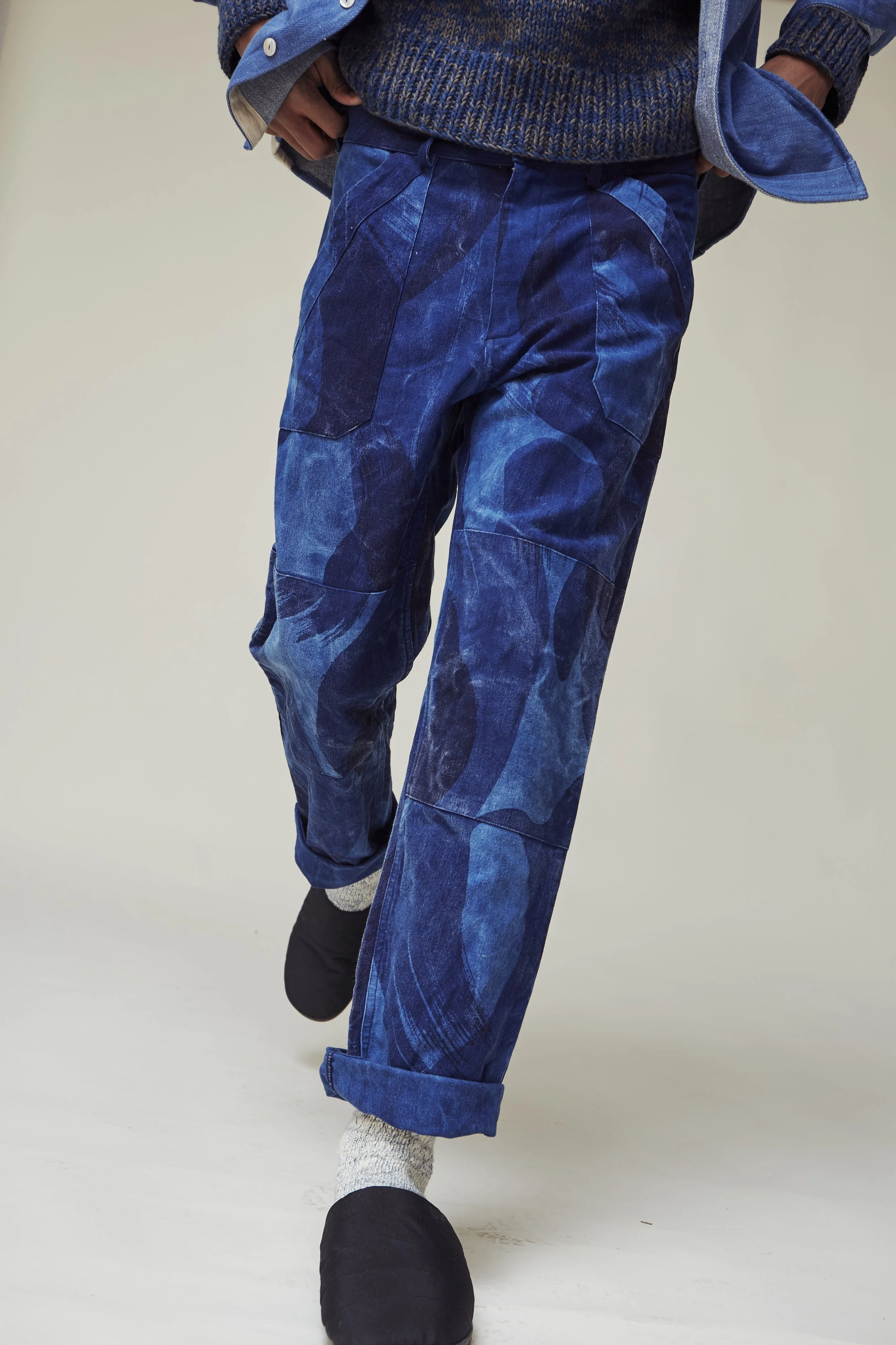 ISAAC PANT: indigo paintbrush camo canvas — INDI+ASH