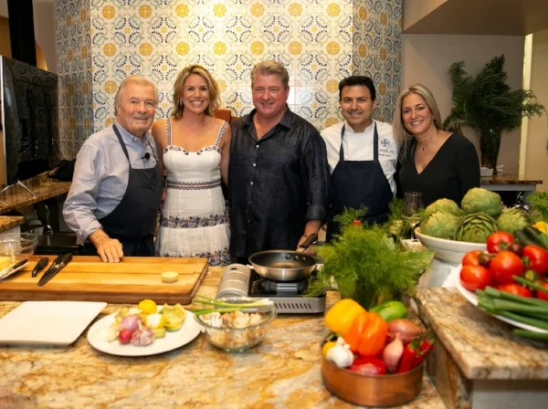 (L-R) Chef Pepin, Amy Lee, Jim Lee, Giancarlo Ferrara, Lisa Ferrara