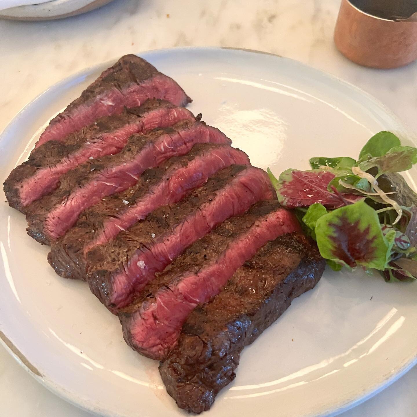 Unbelievable @blackmorewagyu Flat Iron Steak from @gwenla. Cooked live fire over almond wood and served with an Onion Jus Reduction. Amazingly tender and flavorful, cooked just under medium rare. How would you order it??