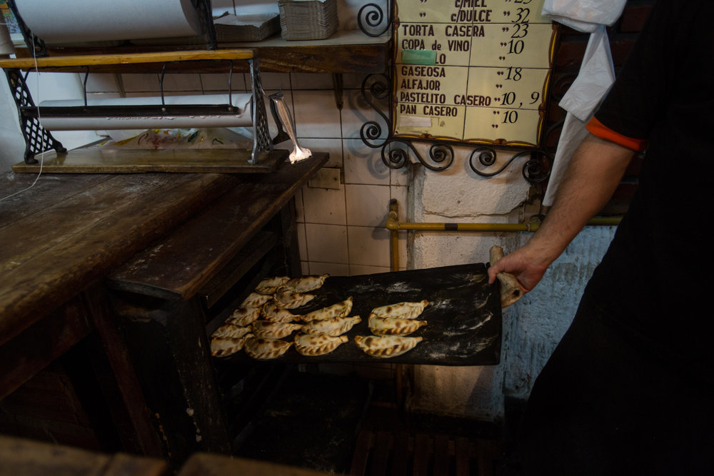  Empanadas are made in the back and then kept warm in this old oven. 