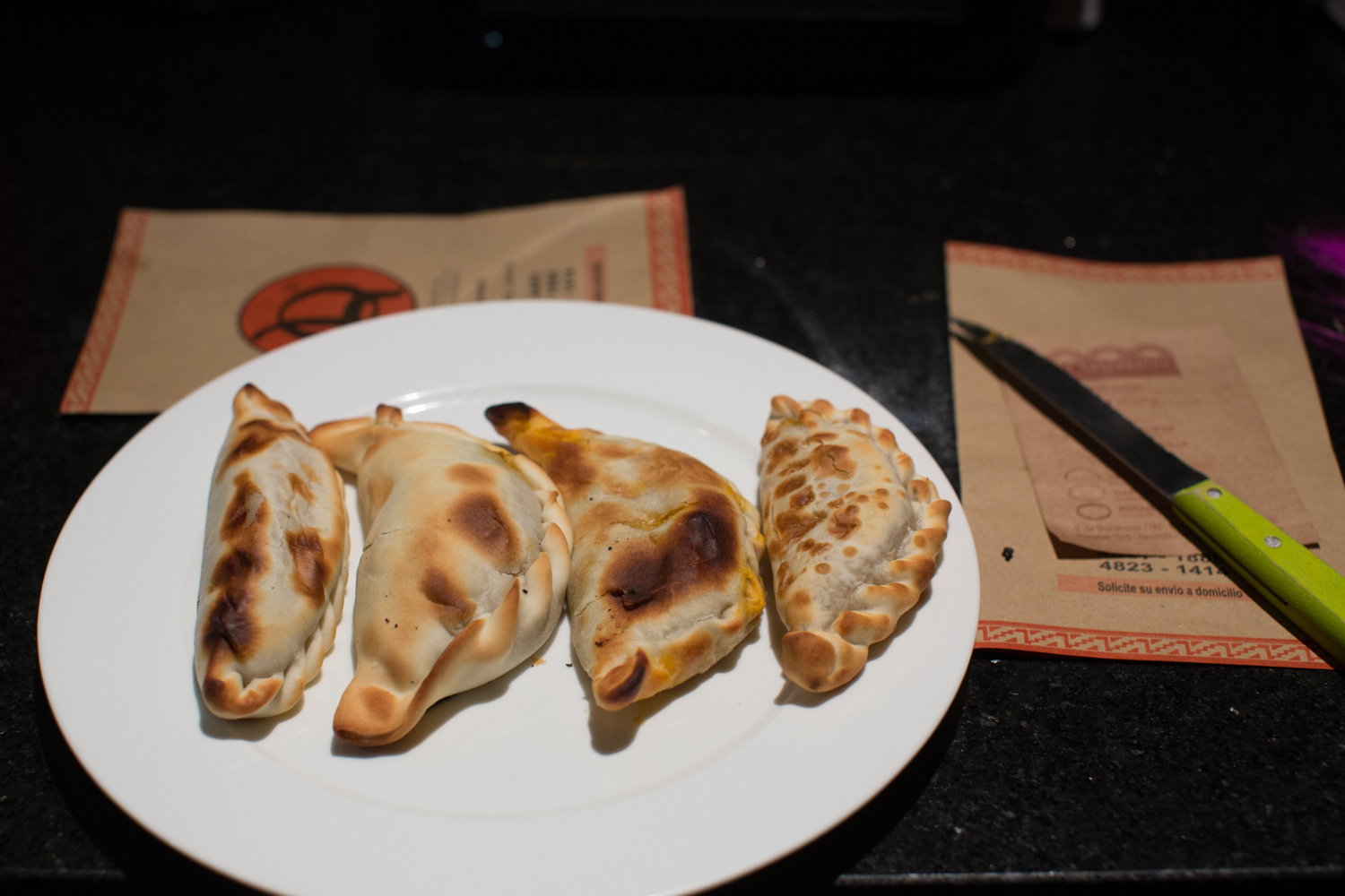  Beef empanadas from four different places. 