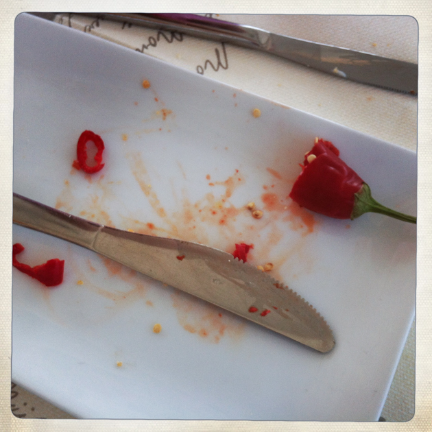  This hot pepper was no joke. (Calabria is known for its spicy food.) 