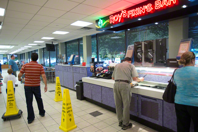  Unlike Burger King and others, Roy Rogers offers a  Fixin's Bar  - an assortment of self-serve condiments. 