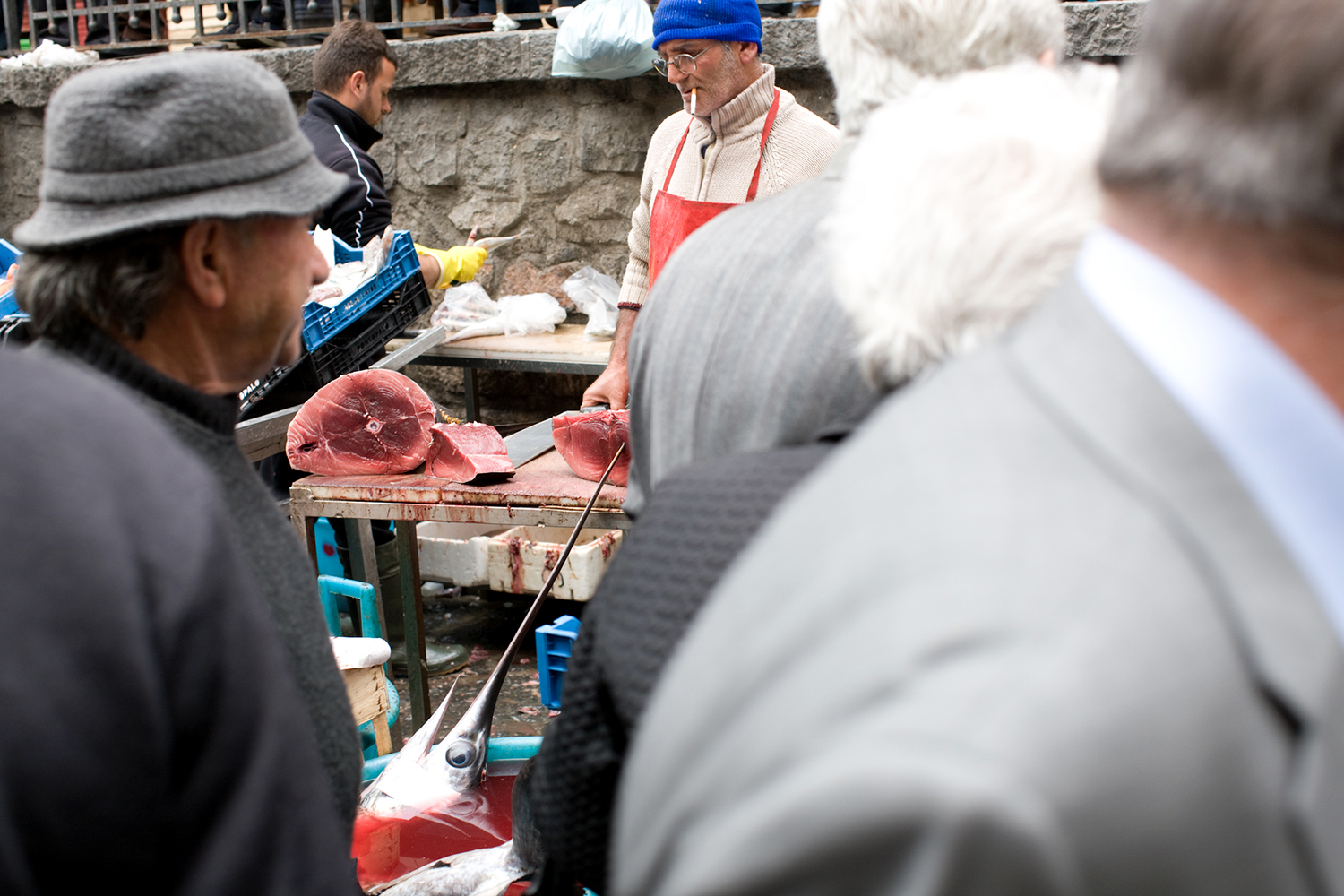  The two most prized fish in Catania are swordfish and tuna. Here's a peek at the latter. 