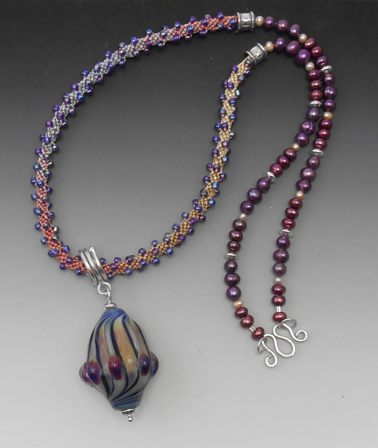Kumihimo Braid with a Blown Glass Pendant Bead