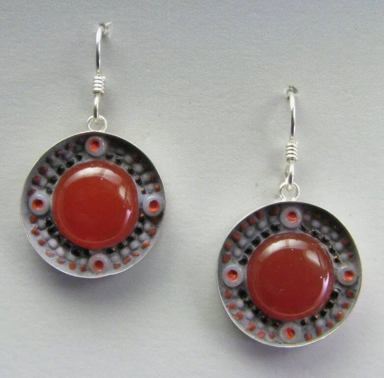 Micro Mosaic Earrings with Carnelian