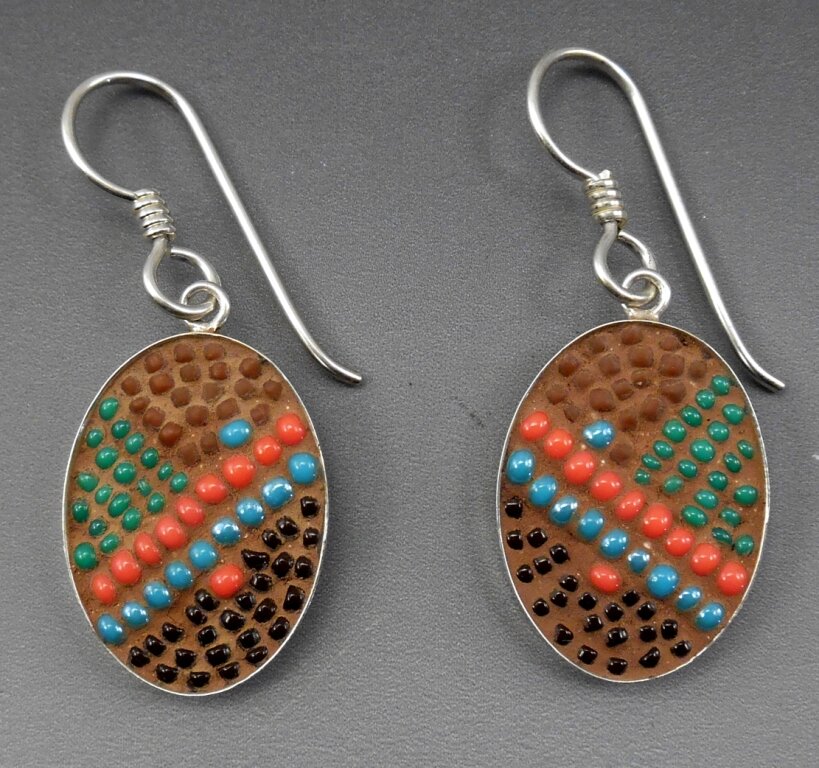 Micro Mosaic Oval Earrings