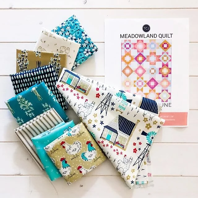I have made so many Meadowland pillows, but this will be my first Meadowland quilt!  It’s a perfect first project for 2020 π Homestead Life Fabric π arriving at stores in April π. .
.
.
#thencamejunepatterns 
#meadowlandquilt 
#windhamfabric