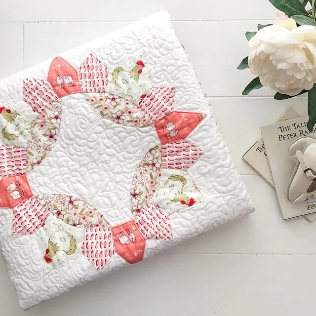 I β€οΈ the Brimfield Block.  Kim and Nisha of @brimfieldawakening have so many beautiful patterns, but the Brimfield Block is my forever favorite βΊοΈ I wrote a blog post with a tutorial on my process for making this baby quilt. (Link in profile) πHomes