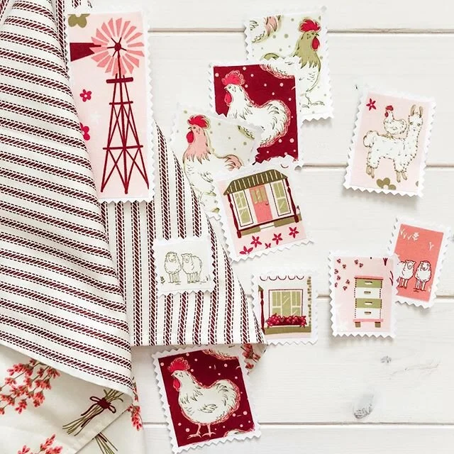 All of the pink stamps π A perfect in between when I want to play with fabric but it’s not project time just yet π .
.
#homesteadlifefabric 
#athomewithwindham 
#windhamfabrics 
#pellonprojects 
#judyjarvifabric
