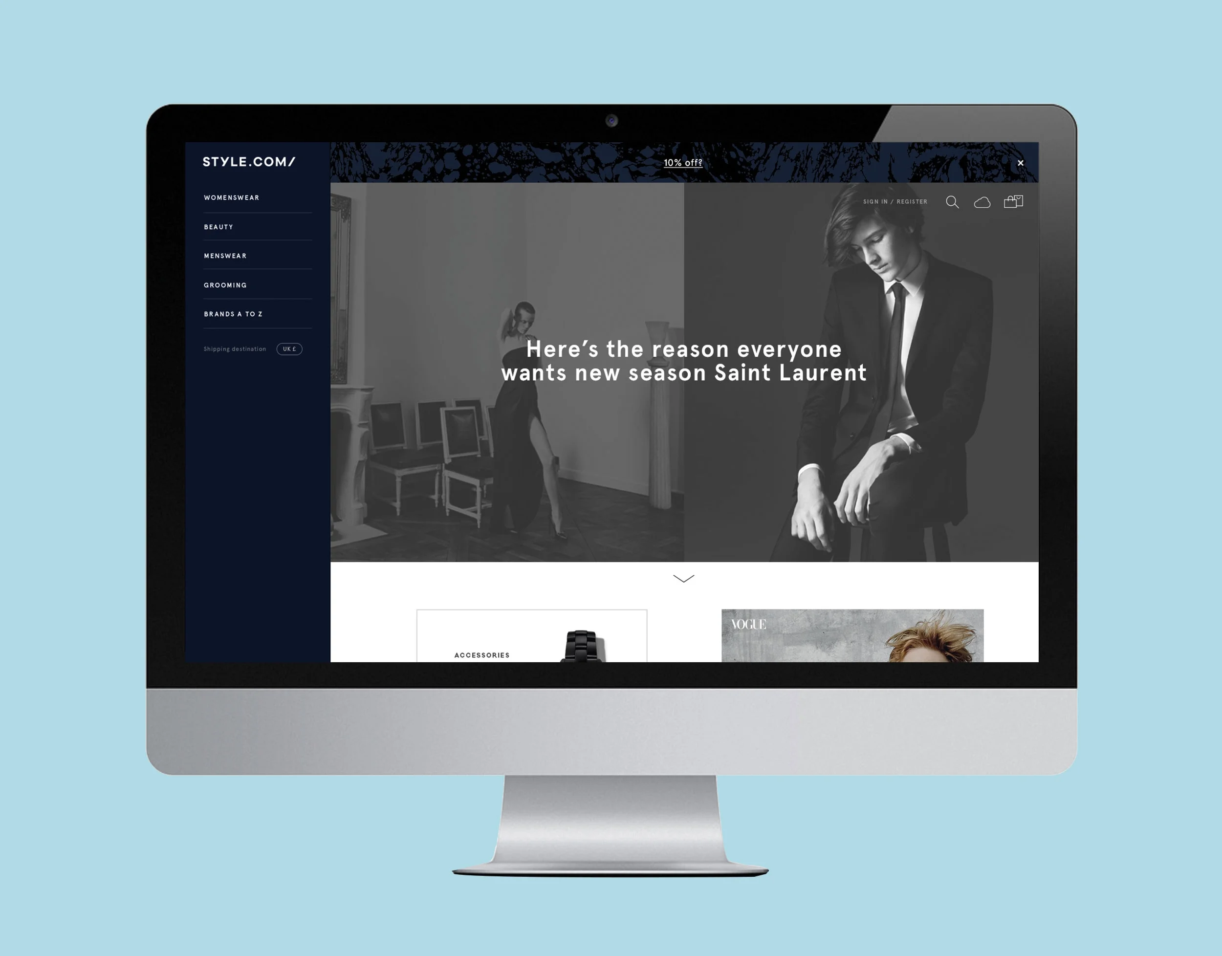 Desktop homepage