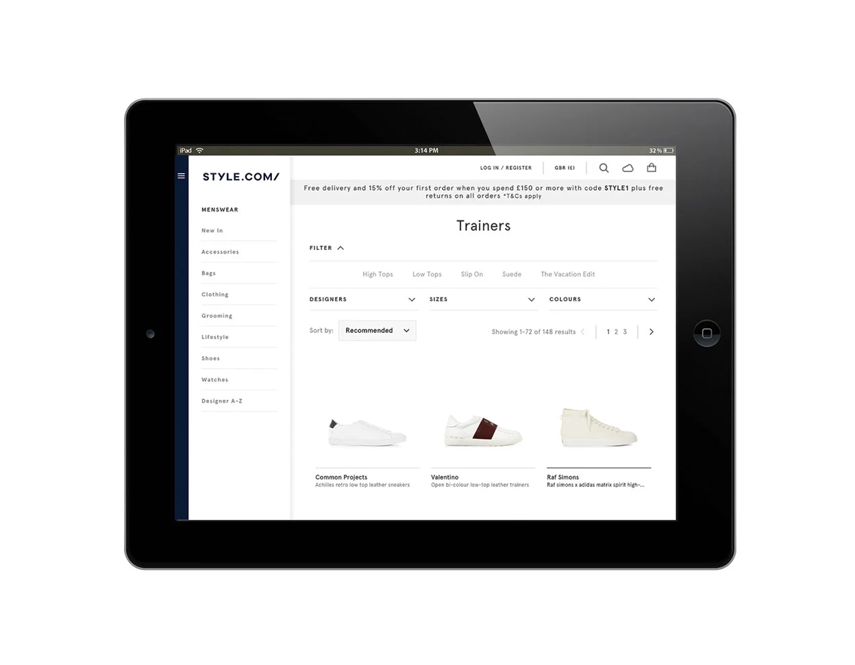 Tablet product display page