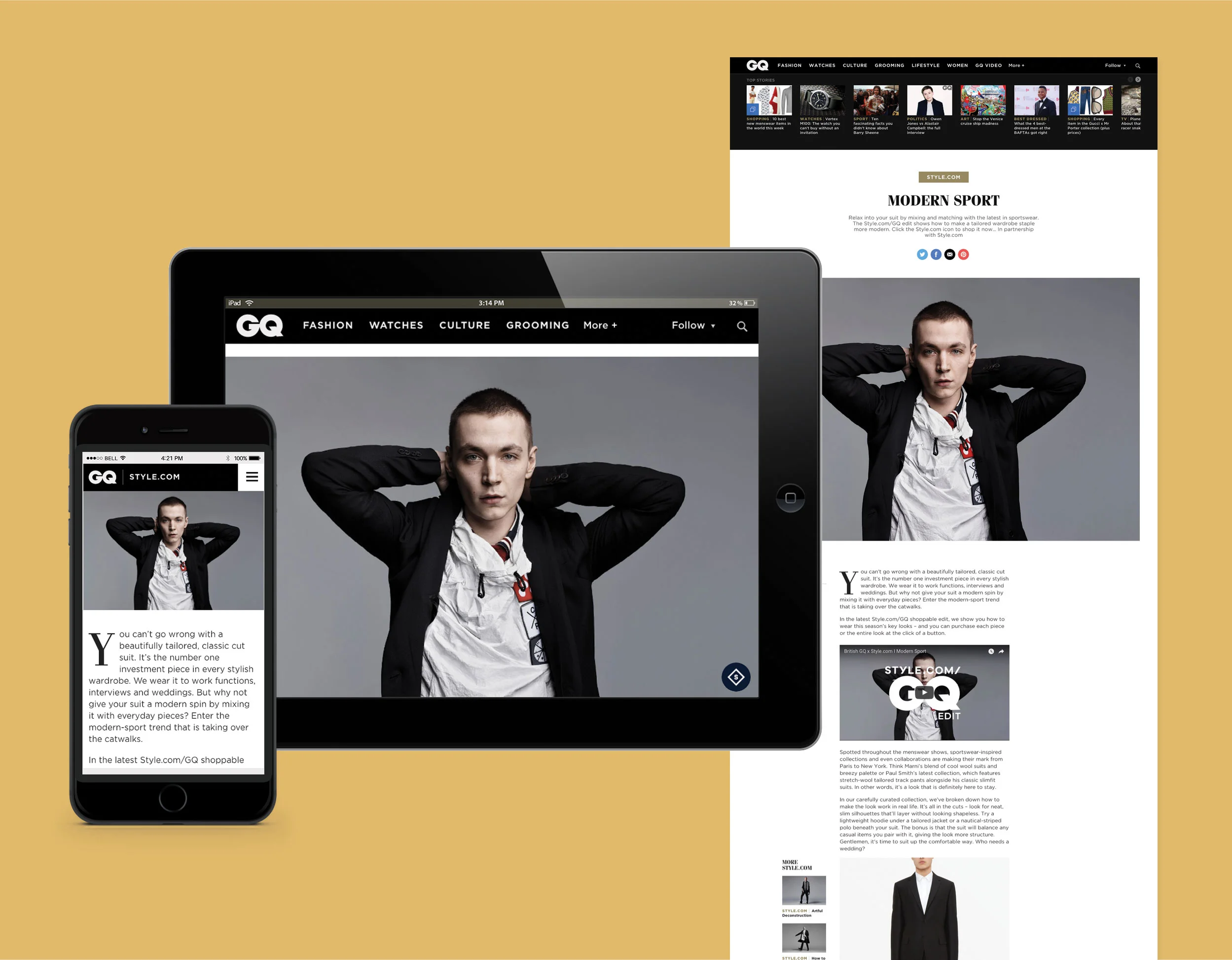 Responsive editorial content and title side draw