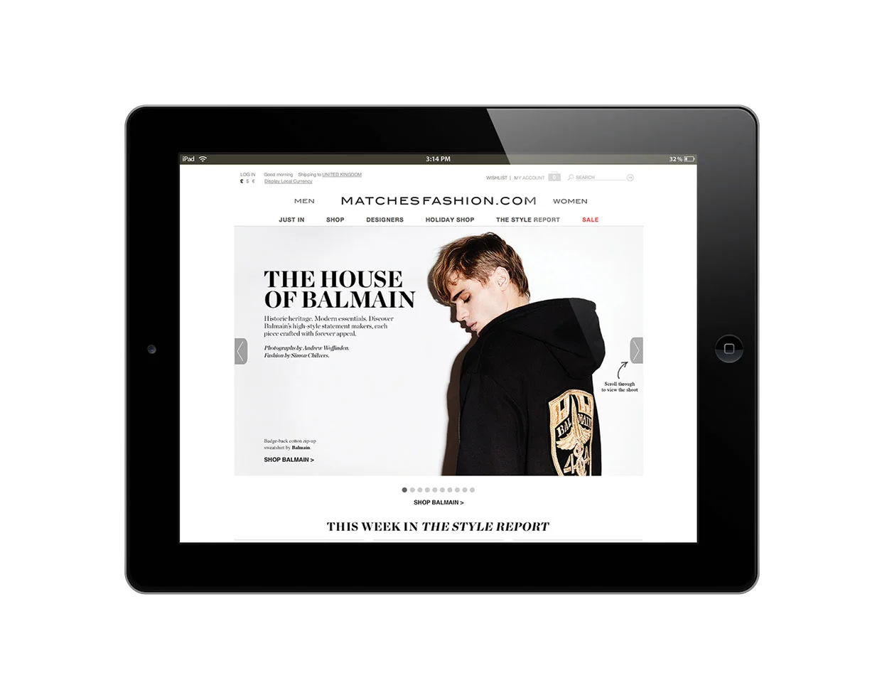 Tablet gallery landing page