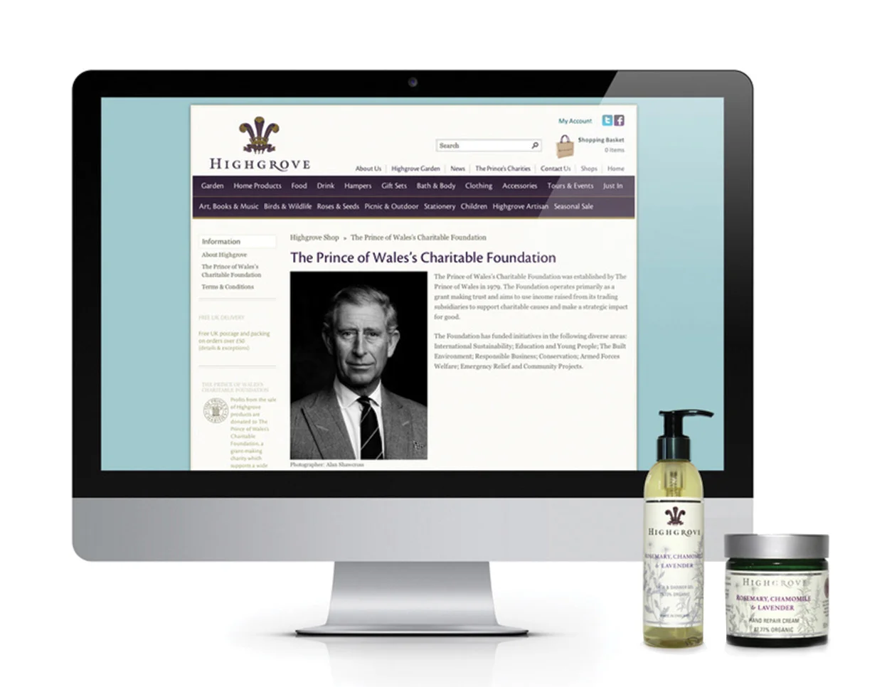 Desktop landing page / Packaging design