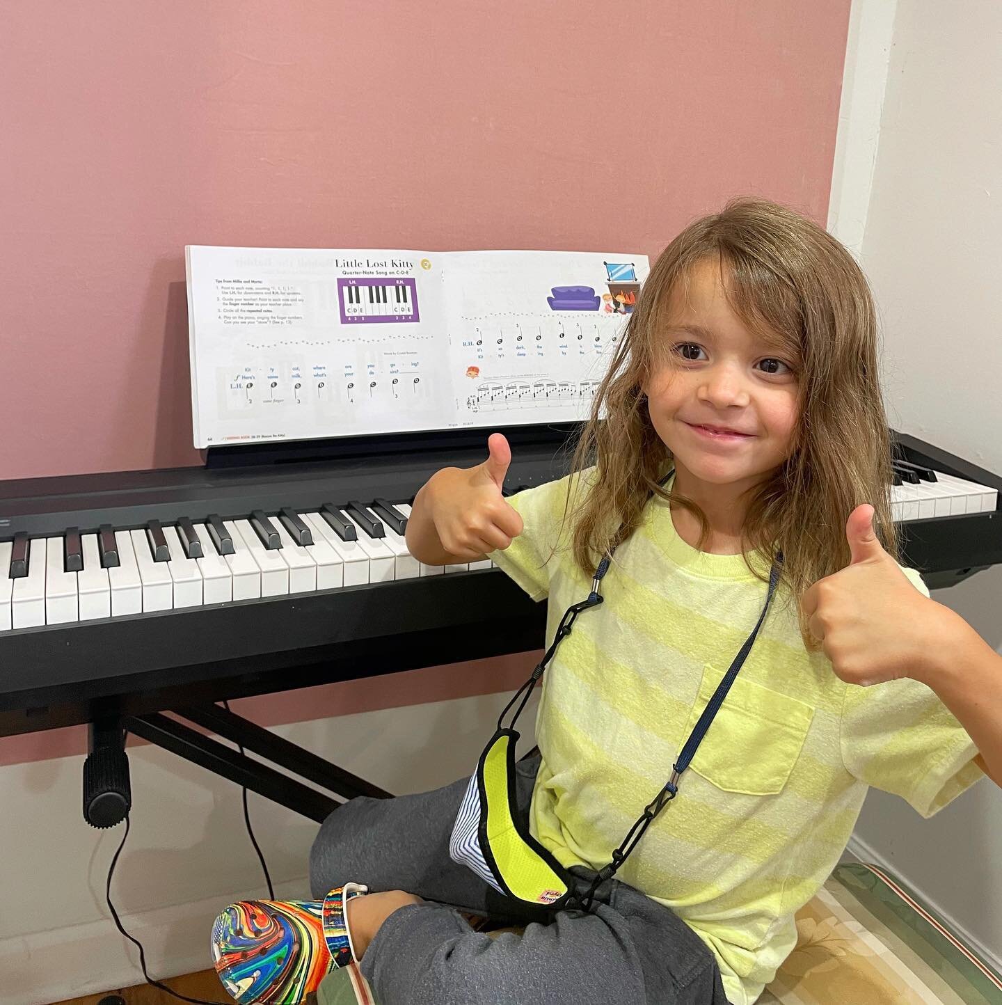 👍 Louie (4) gives his first piano lesson two thumbs up! Welcome to LTM kid, we&rsquo;re going to have so much fun!