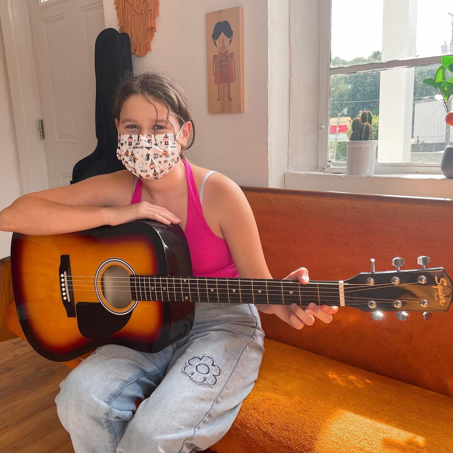 🎸 Lennon (12) has graduated from the ukulele to guitar this year. We are so happy to continue fostering her musical talents on a new instrument. It&rsquo;s safe to say, Lennon is officially a #BigTreblemaker 🤘