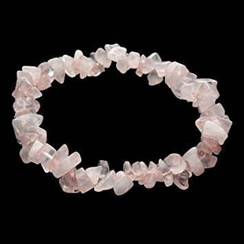 Rose quartz pink gemstone chip bracelet