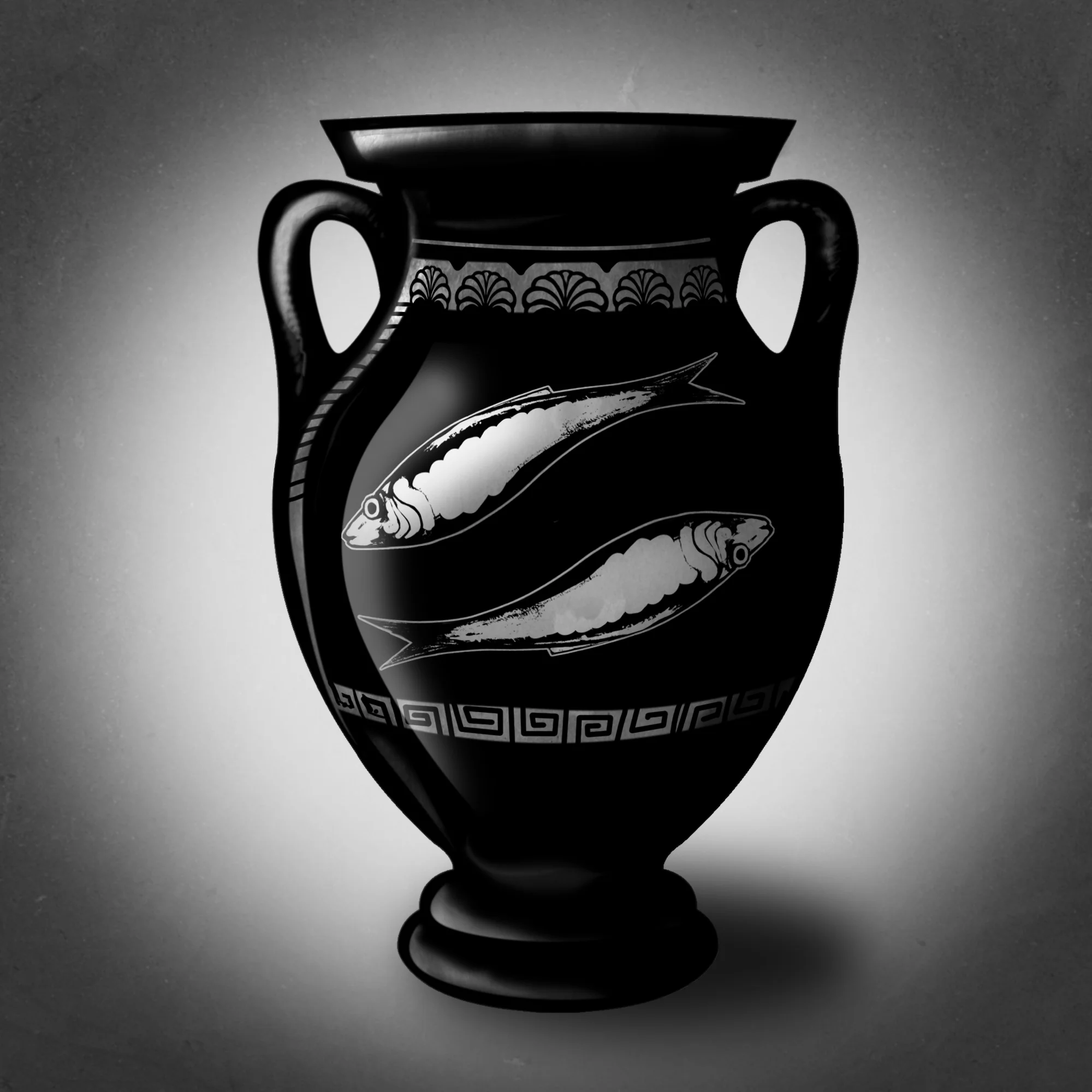 digital illustration of an fish oil vase