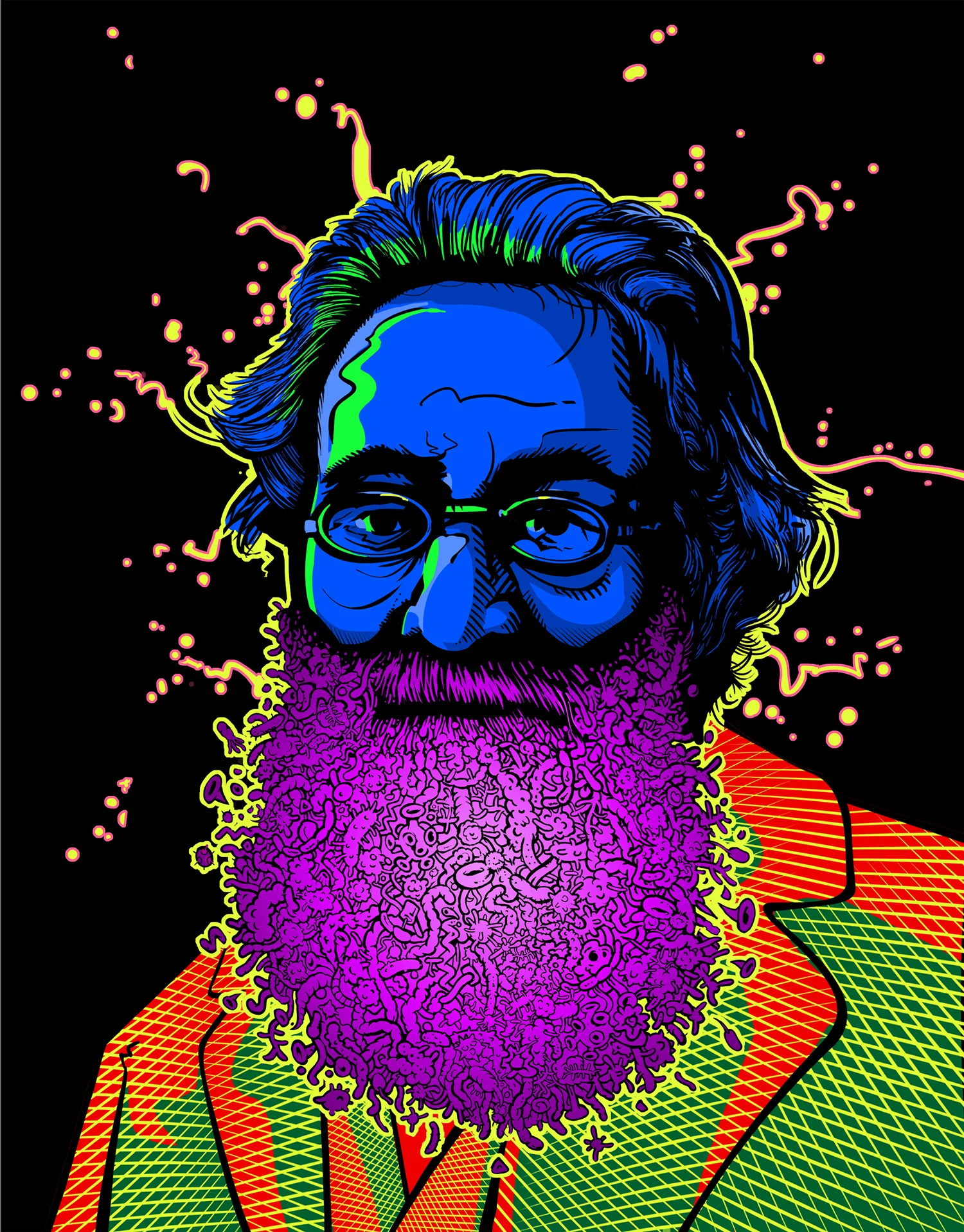 illustration of Elie Metchnikoff (the "father of immunology") for Cured magazine