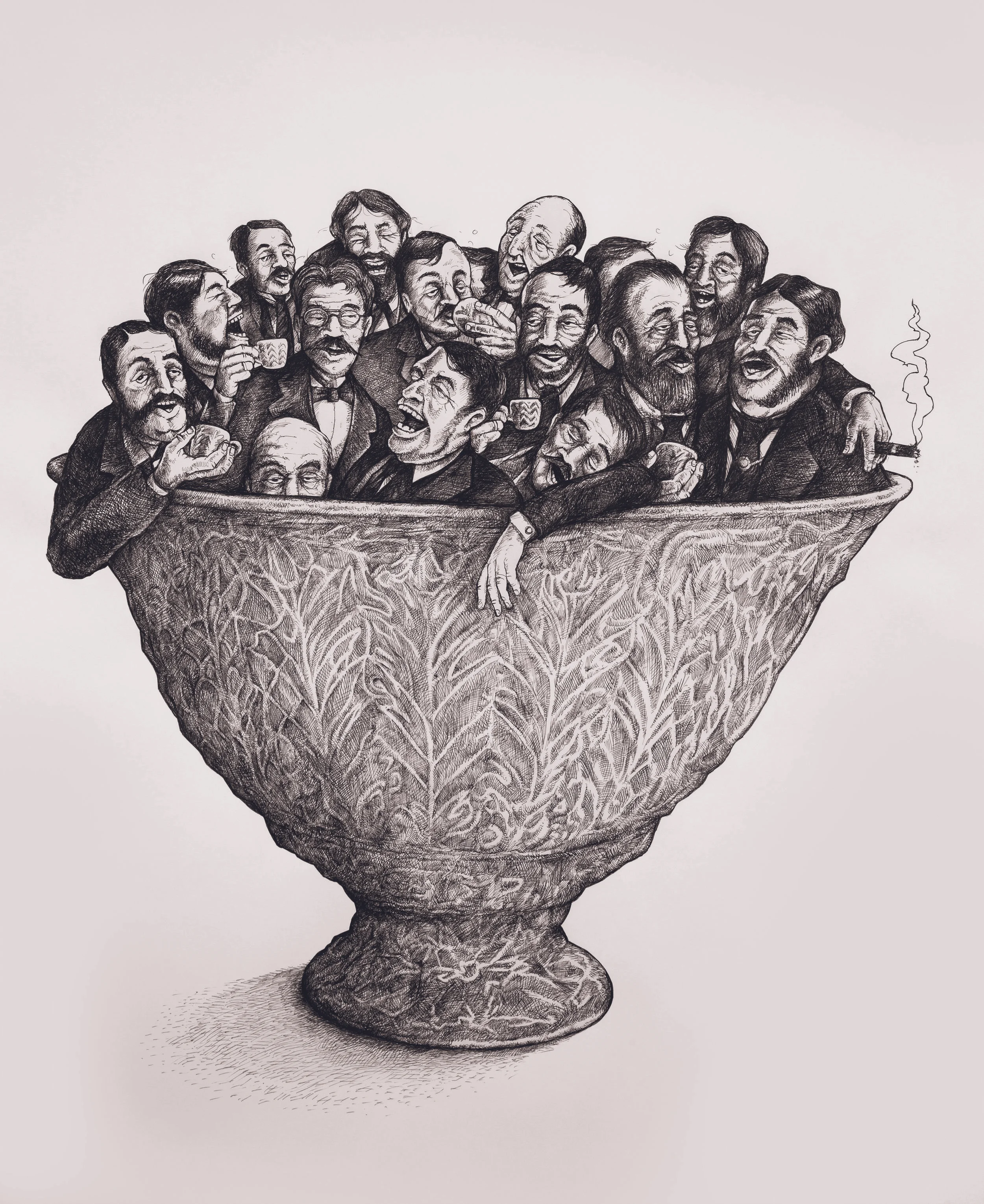 Ballpoint pen drawing about the Old South River Club for Cured magazine