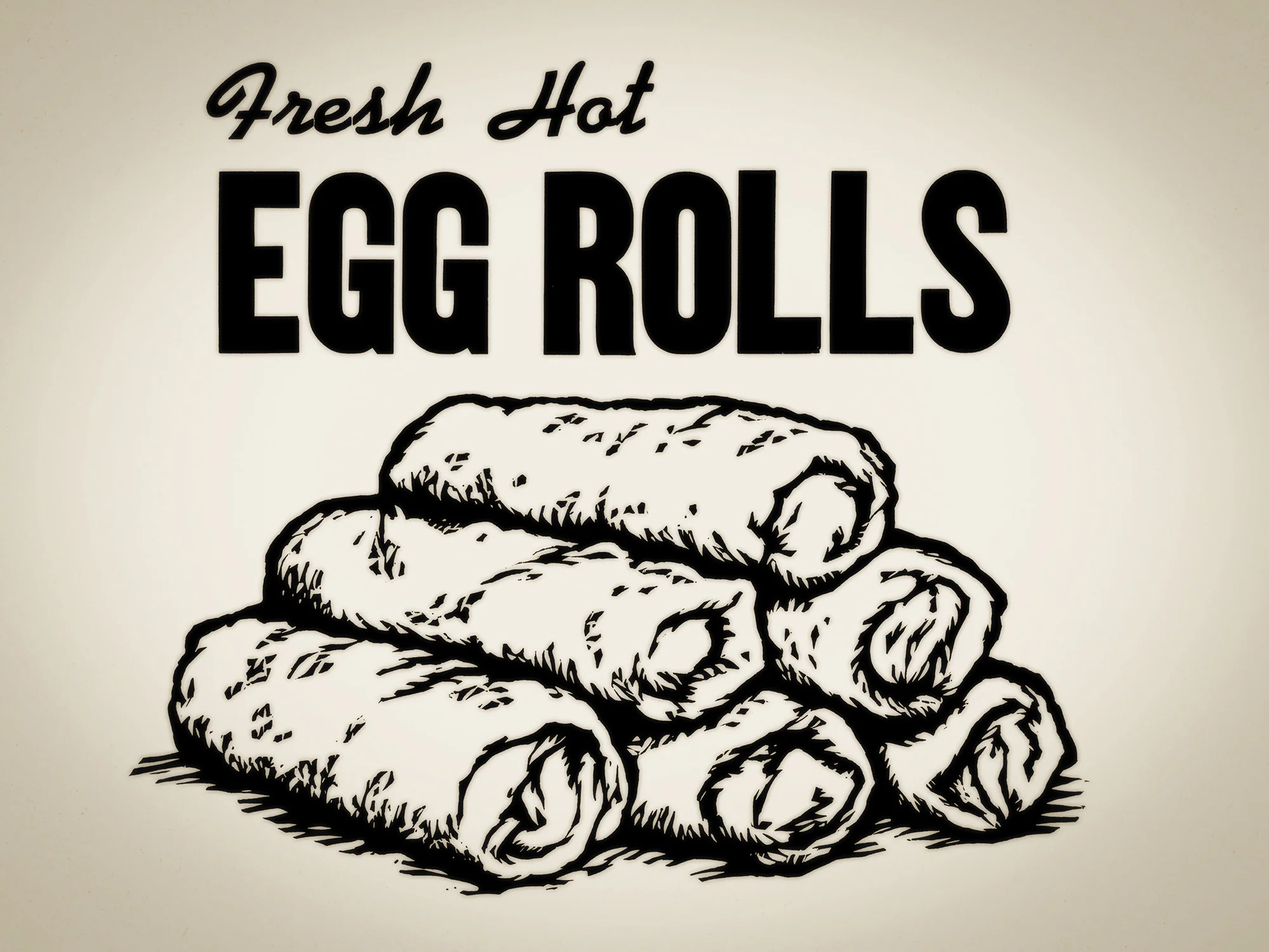 Letterpress advertisement for Egg Rolls 