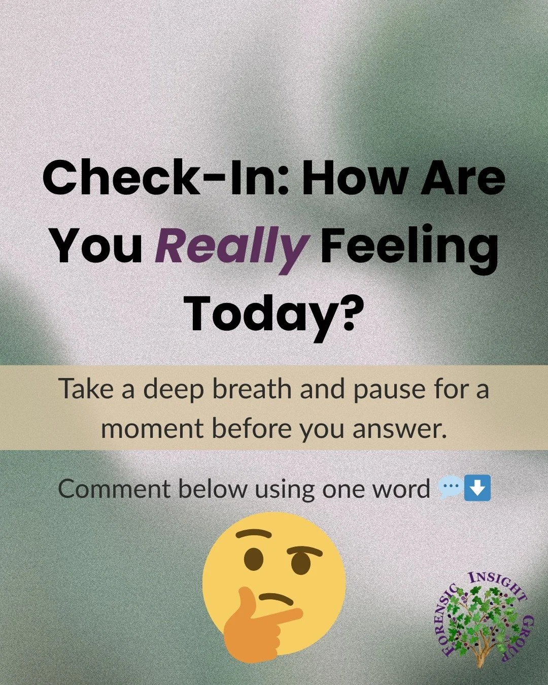 Pause for a moment and check in with yourself 💭

How are you really feeling today?
Take a deep breath, notice what&rsquo;s coming up, and share one word in the comments below.

Your emotions matter &mdash; whether you&rsquo;re feeling calm, anxious,