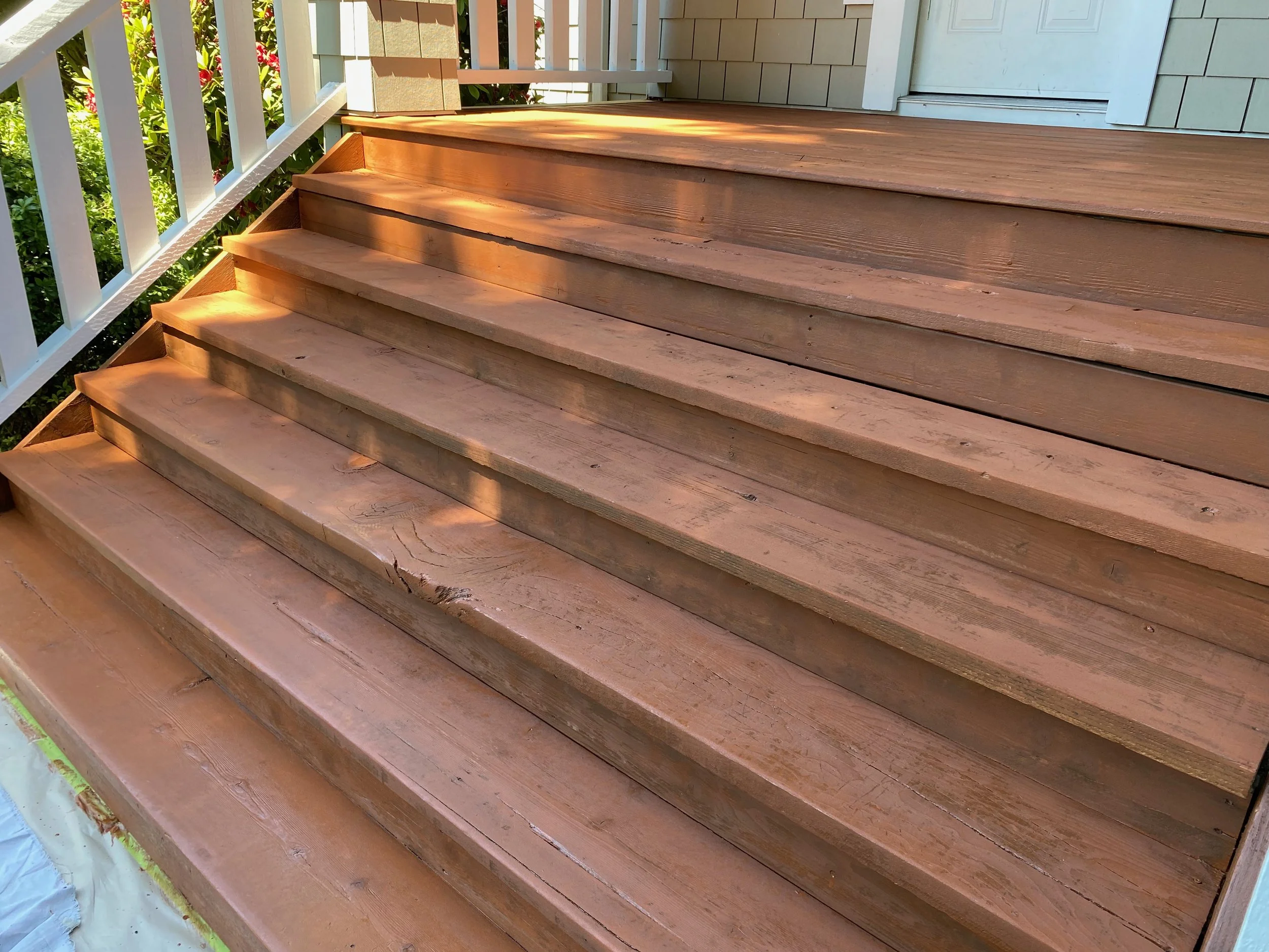 Exterior porch stained in brown