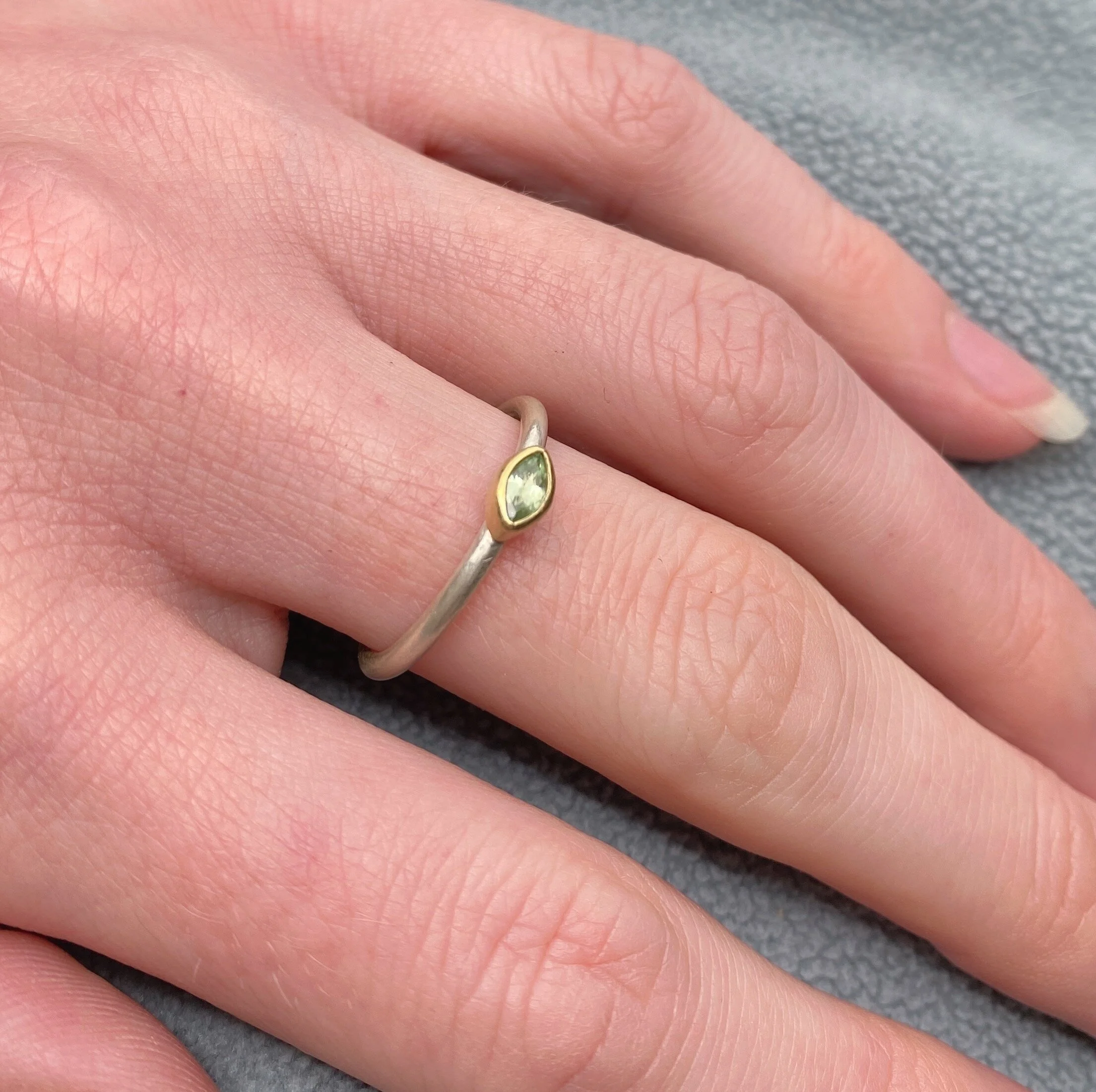 Green Sapphire Stacking Ring — Varoshe Bespoke Jewellery