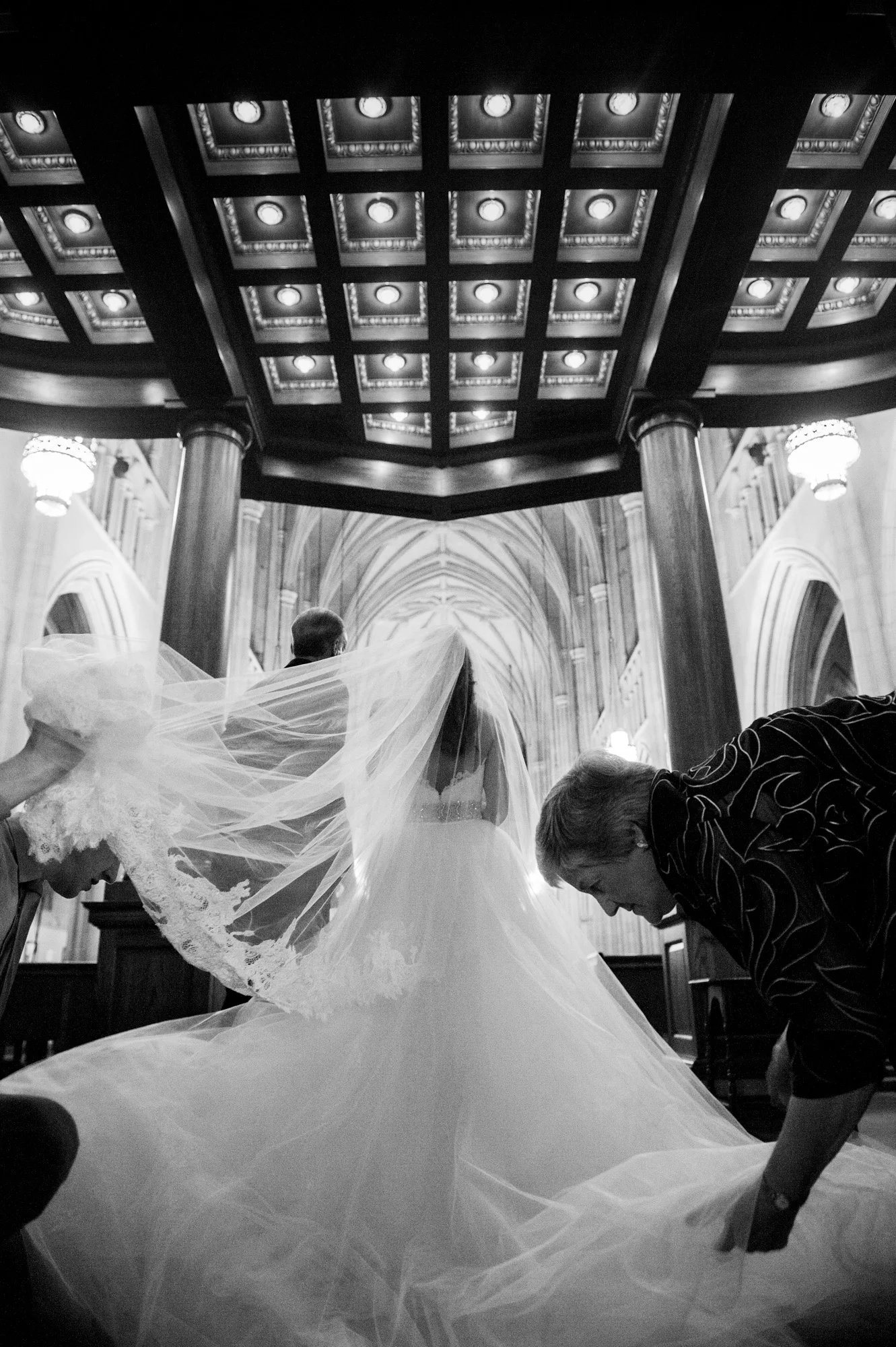 Walking down the aisle at Duke Chapel.