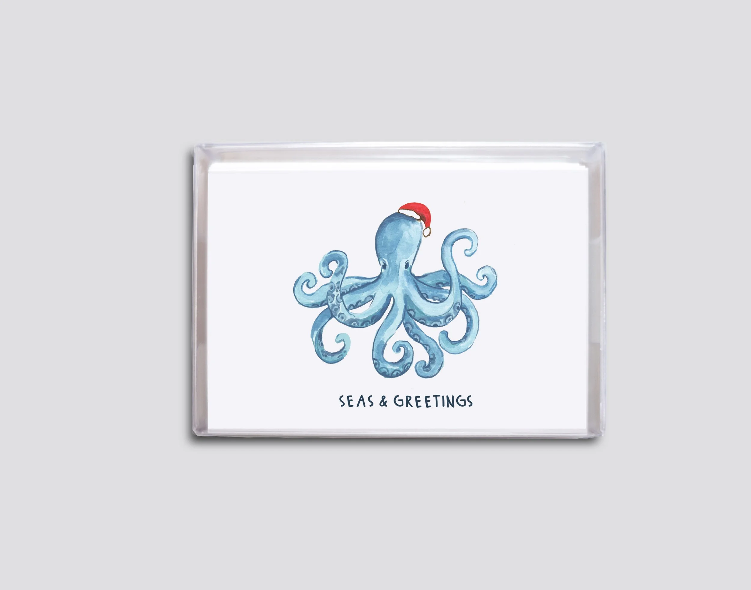 Holiday Octopus / Mini Box set of Enclosure size Cards