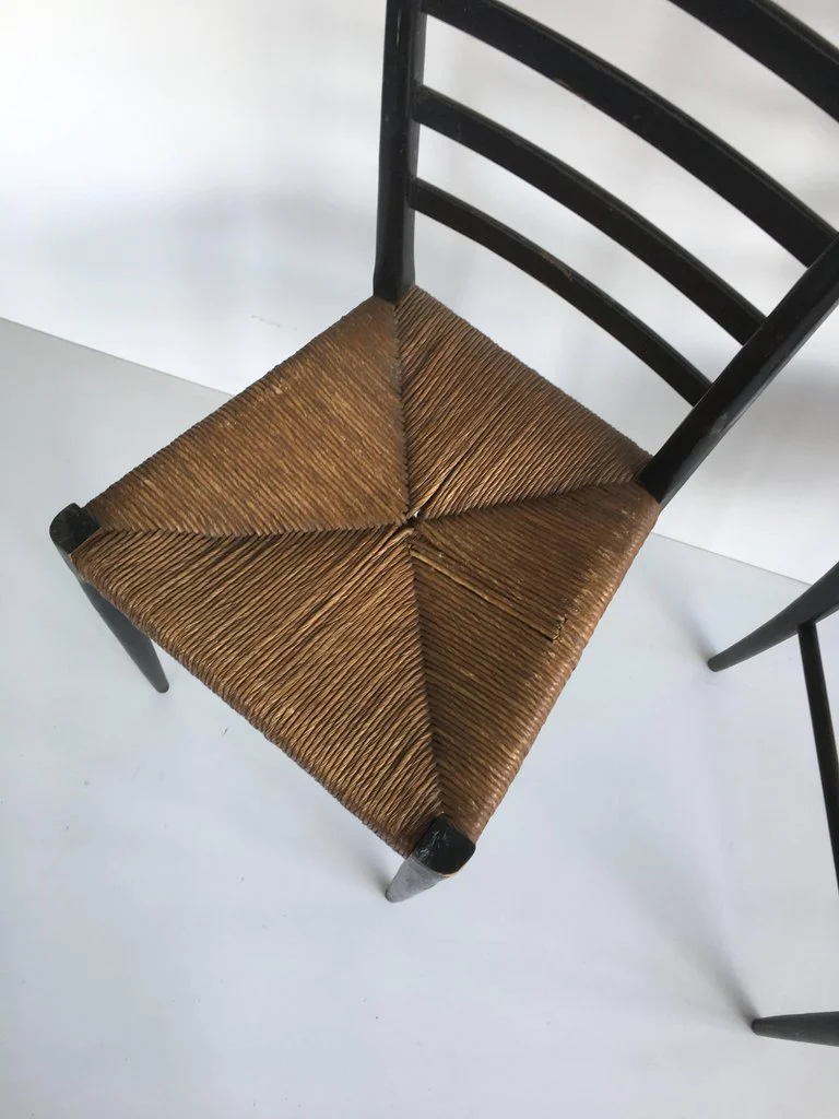 Italian Chairs Rush Woven Chairs Pair Of Gio Ponti 1950s Italian