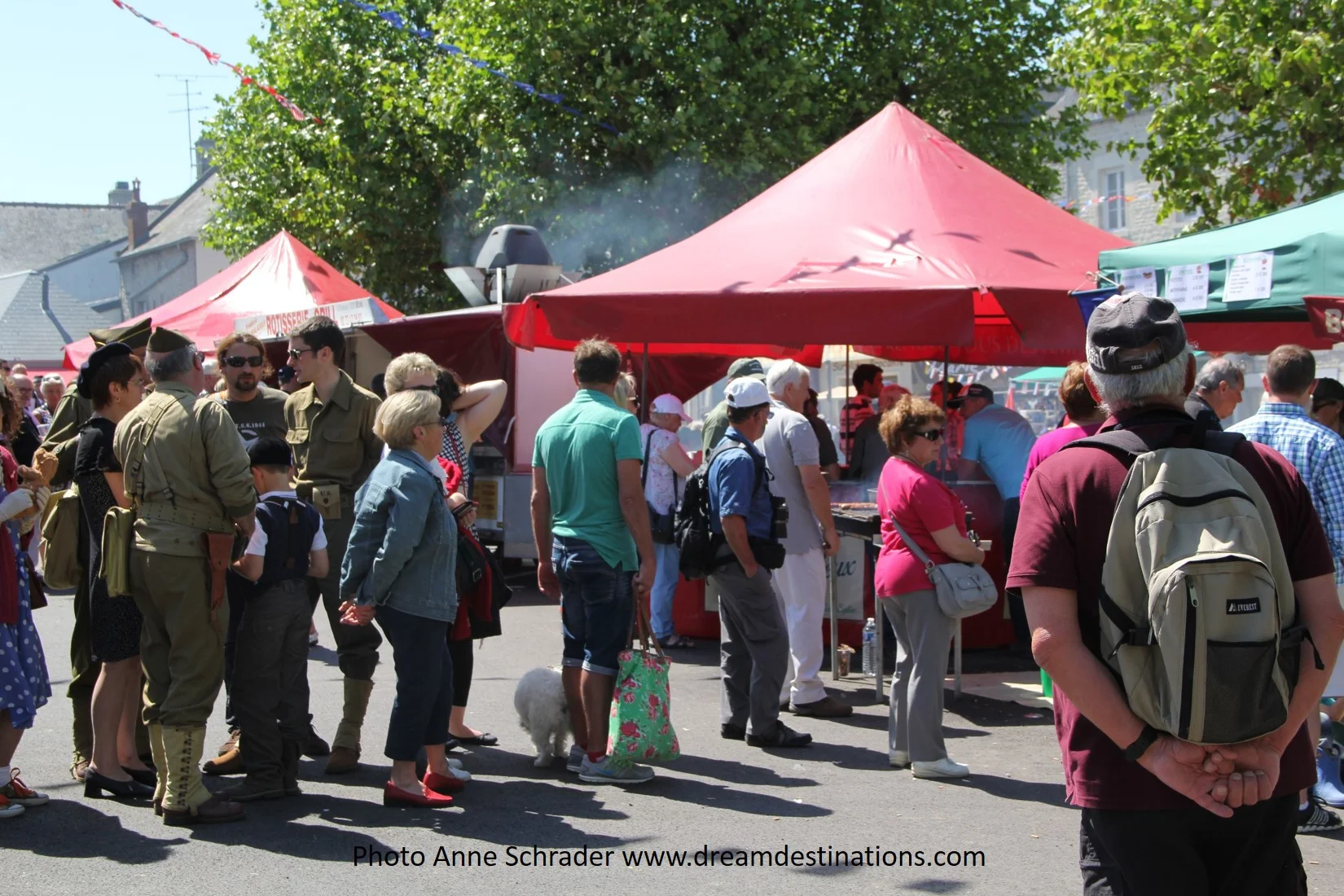 Waiting in line for grilled meats, D Day Festival 6 June 2014 in Ste Mere Eglise