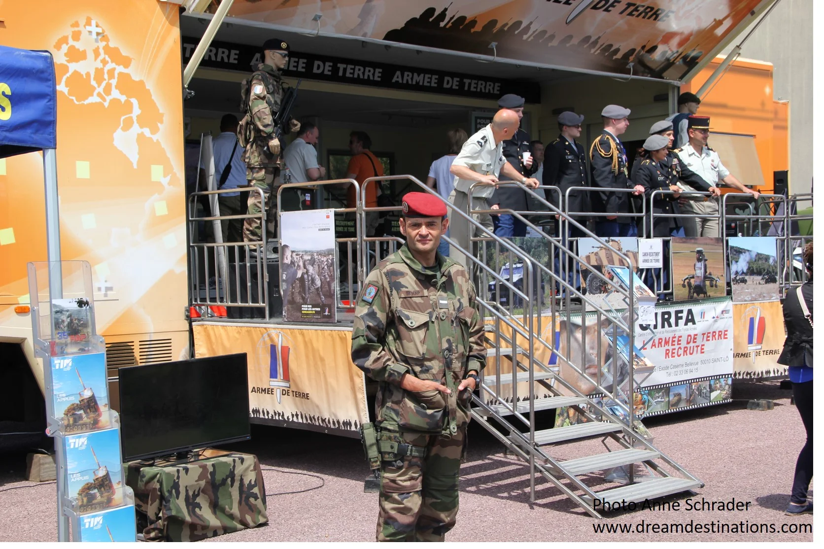 Recruiting display for the French Army in Ste. Mere Eglise during the D Day Festival 2014