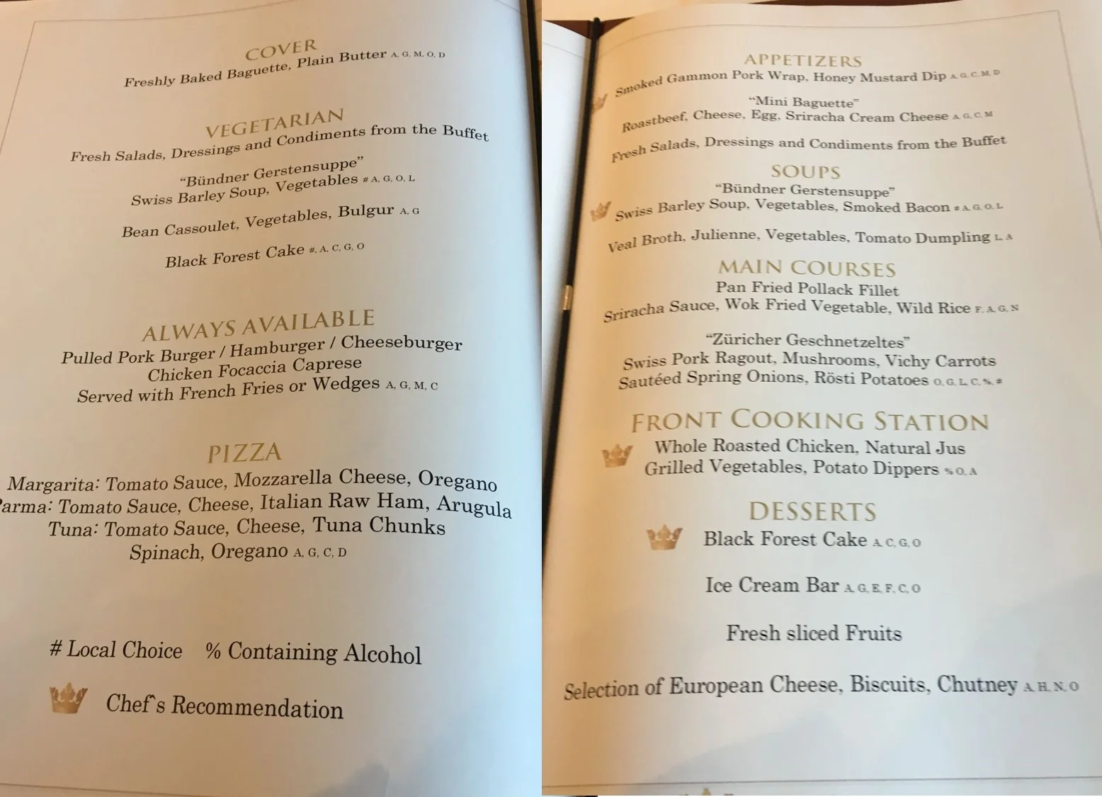 AmaKristina Lunch Menu