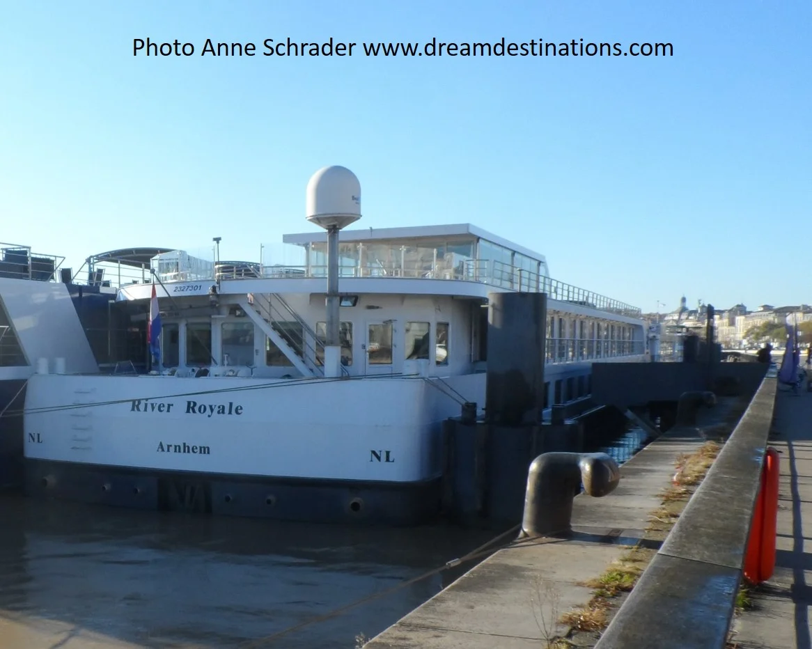 The Uniworld River Royale in port at Bordeaux, France in 2017